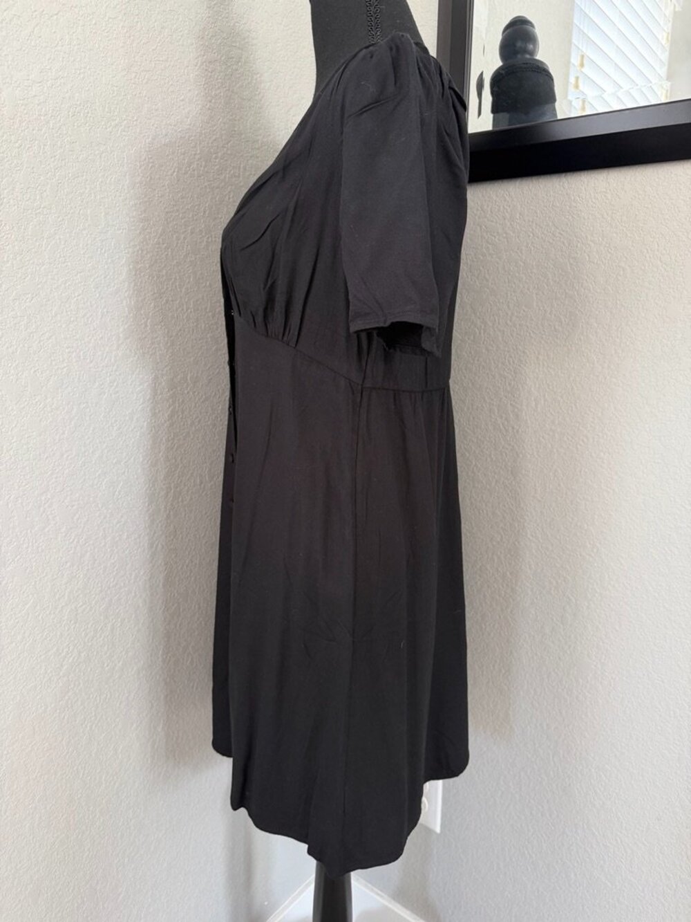 OLD NAVY Button Down Crepe Mini Dress Black Small NWT - Picture 5 of 10